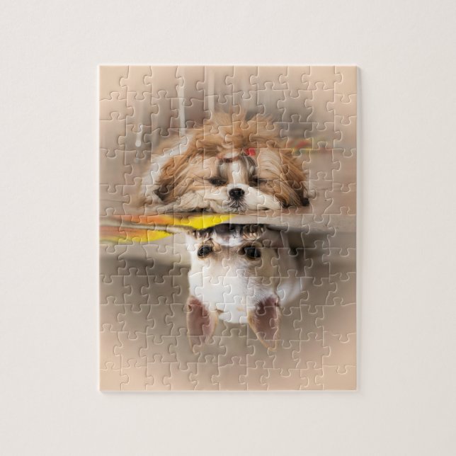 Puzzle Cute shih tzu y chihuahua (Vertical)