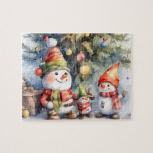 Puzzle Cute Snowmen Winter Wonderland