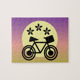 Puzzle Cute Sol y Bicicleta Floral y Gradiente de Arcoíri