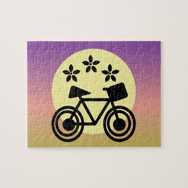 Puzzle Cute Sol y Bicicleta Floral y Gradiente de Arcoíri (Horizontal)