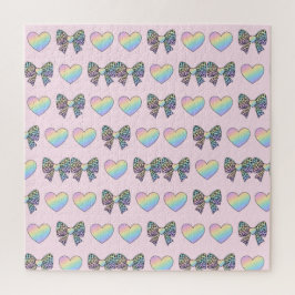 Puzzle  cute sweet rainbow hearts pastel gradient pattern