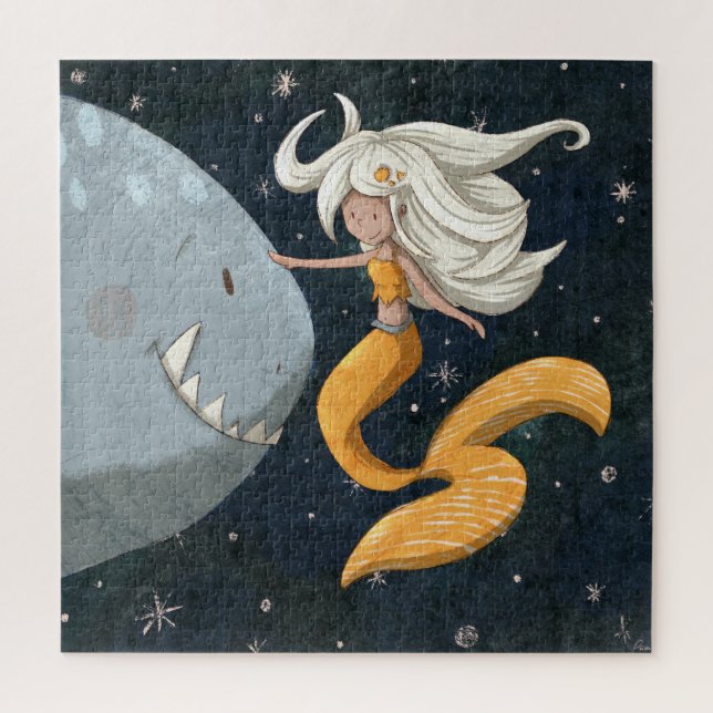 Puzzle Cute Under the Sea Mermaid y Shark (Vertical)