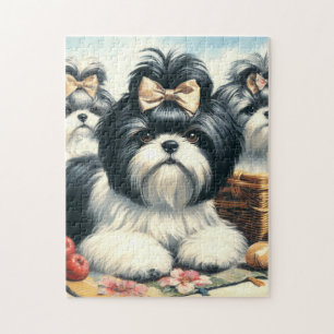 Puzzle Cute vintage Shih-Tzu Pintura