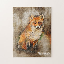 Puzzle Cute Watercolor Fox Arte Personalizado