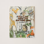 Puzzle Cute Woodland Animals Christian Scripture Regalo d<br><div class="desc">Personalizable nombre rompecabezas con la bendición de las escrituras "El Señor te bendiga y te mantenga" y lindos animales de color marrón. Regalo cristiano para un niño en cualquier ocasión.</div>
