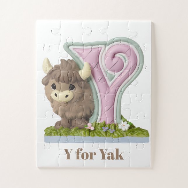 Puzzle Cute y adorable yak marrón  (Vertical)