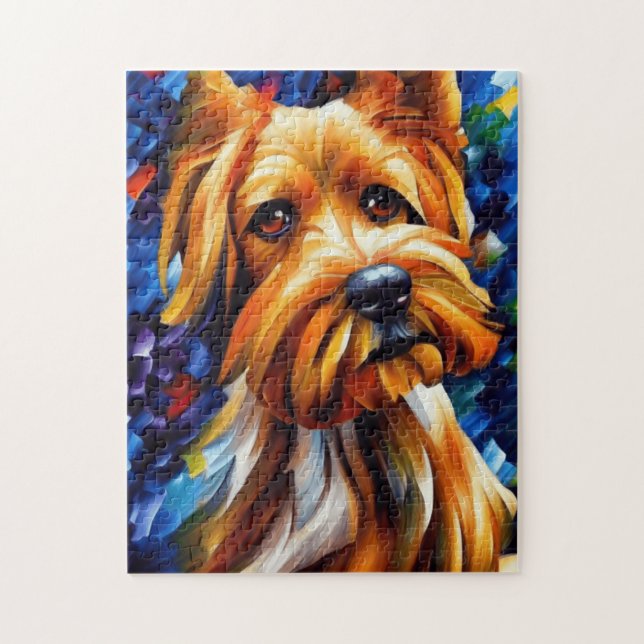 Puzzle Cute Yorkshire Terrier Dog Pinting (Vertical)