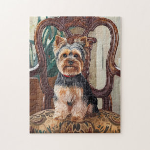 Puzzle Cute Yorkshire Terrier Yorkie Retrato Pintura