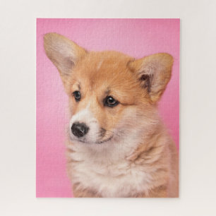 Puzzle Cutest Baby Animals Corgi Puppy on Pink