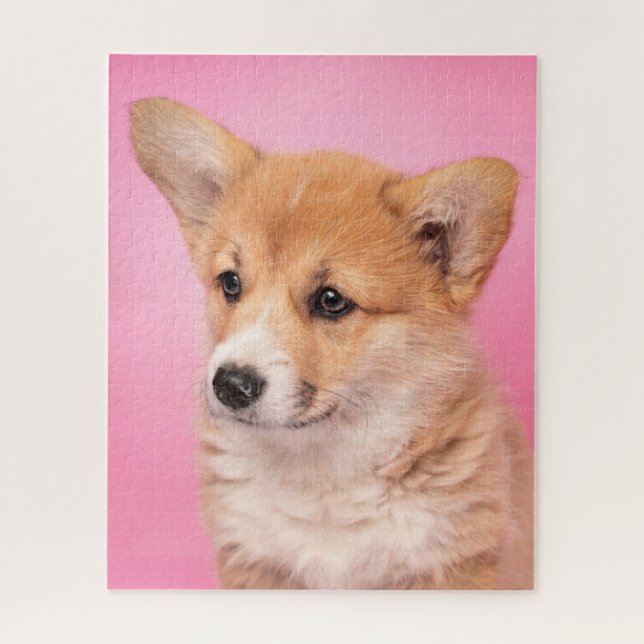 Puzzle Cutest Baby Animals | Corgi Puppy on Pink (Vertical)