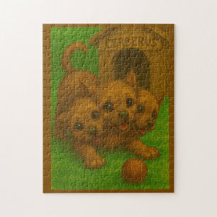 Puzzle Cuto arte de fantasía de cerberus de tres puntas