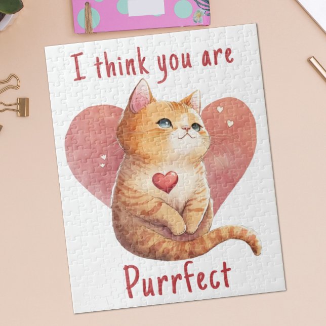 Puzzle Cuto gato rojo amor juego de palabras divertido Va (Subido por el creador)