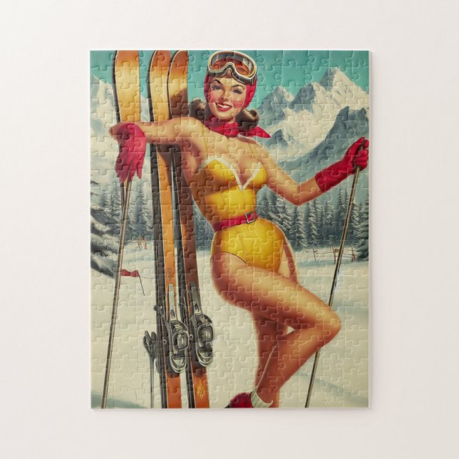 Puzzle Cuto Vintage Ski Pin Up (Vertical)
