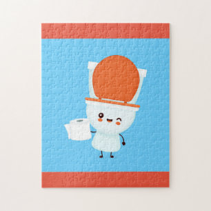 Puzzle Cuto y feliz cuenco sonriente y papel higiénico