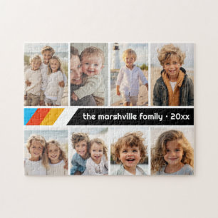 Puzzle Cyan Retro Stripe - Collage de 8 fotos