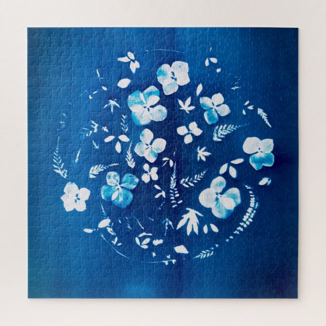 Puzzle Cyanotype de fleuri - Un air de printemps (Vertical)