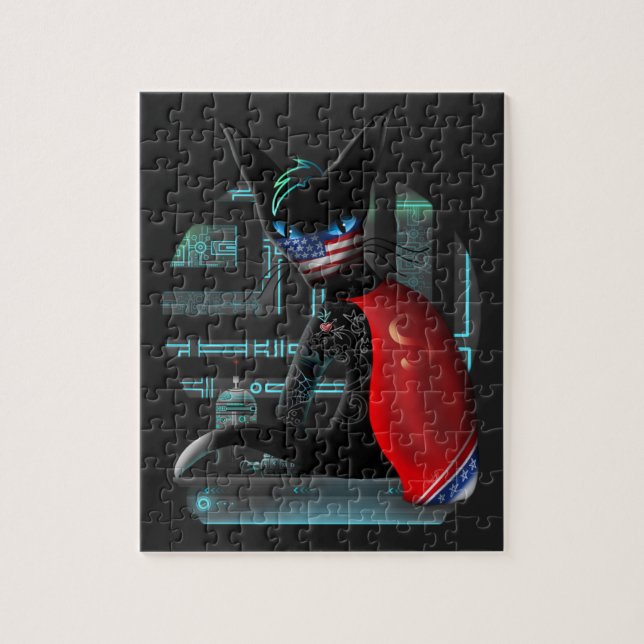 Puzzle Cyberpunk Ninja, un gato siamés (Vertical)