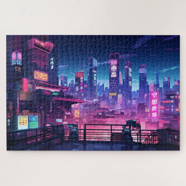 Puzzle Cyberpunk Rooftop Tokyo (Horizontal)
