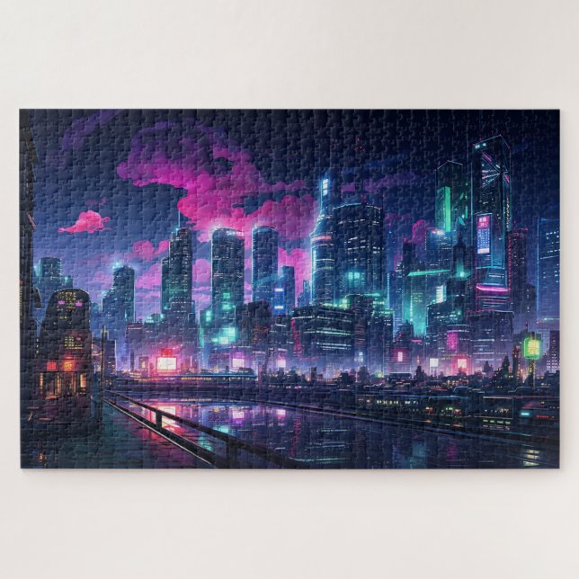 Puzzle Cyberpunk Tokyo Riverfront (Horizontal)