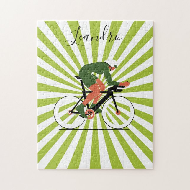 Puzzle Cyclist Illustration Cycling Bike Riding Name (Vertical)