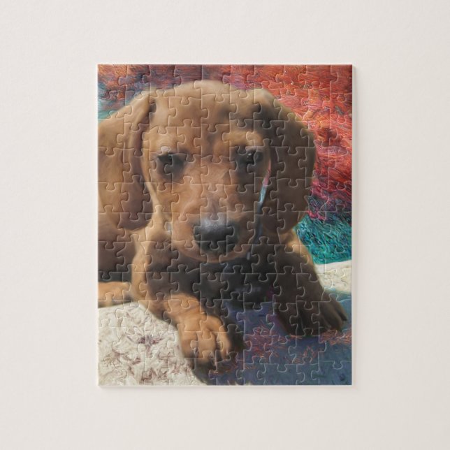 Puzzle Dachshund - Arte de perro - Pintura - Retrato Masc (Vertical)