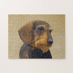 Puzzle Dachshund (Cabezal alambrada) Pintura original de