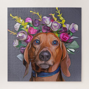Puzzle Dachshund Cerró Las Flores De Dachshund