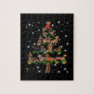 Puzzle Dachshund Christmas Tree Covered By Flashlight