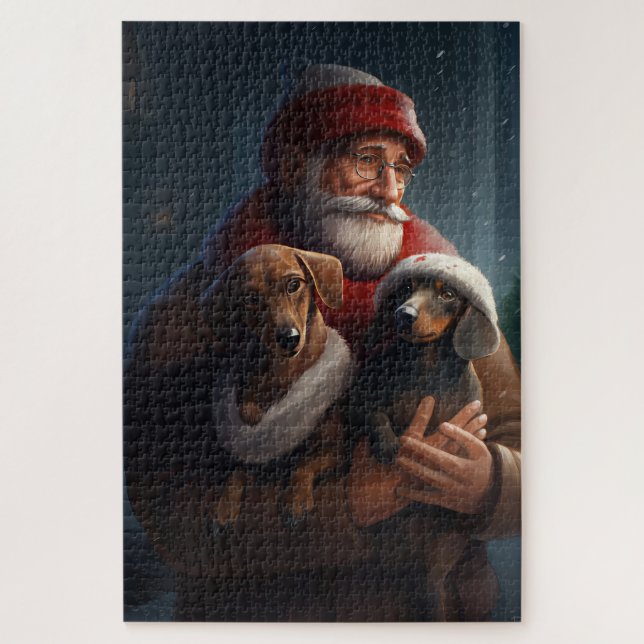 Puzzle Dachshund Con Navidades Festividades De Santa Clau (Vertical)