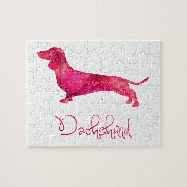 Puzzle Dachshund - Diseño acuarela (Horizontal)