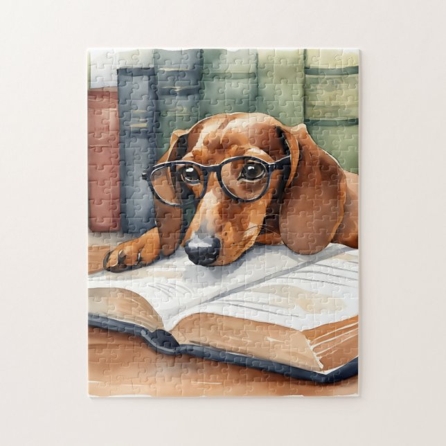 Puzzle Dachshund Dog Vintage (Vertical)