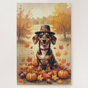 Puzzle Dachshund Entre Hojas de Otoño Arte de Acción de G