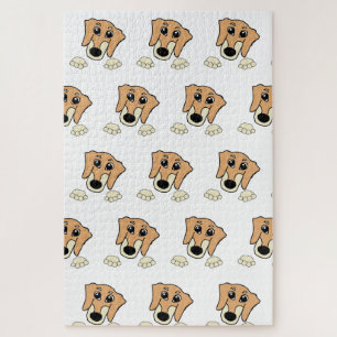 Puzzle dachshund fawn y crema peeke personalizado