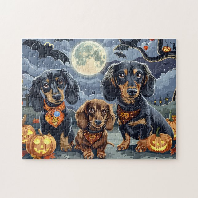 Puzzle Dachshund Halloween Spooky (Horizontal)