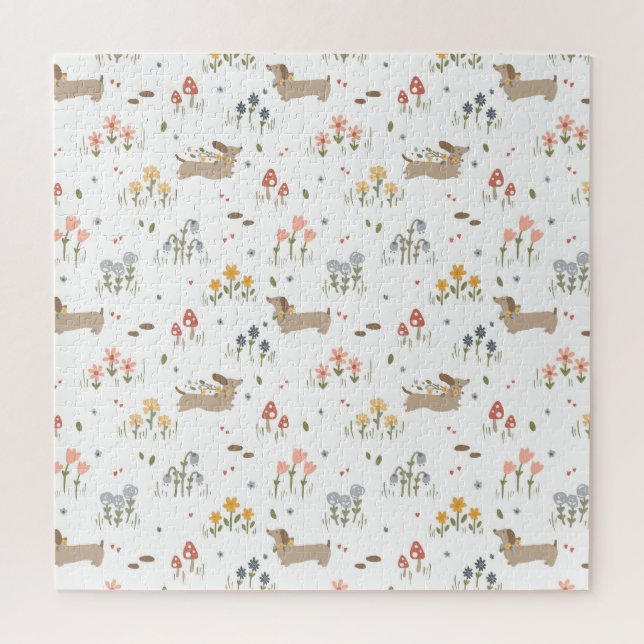Puzzle Dachshund Lover Weiner Dog Sausage Dog Wildflower (Vertical)