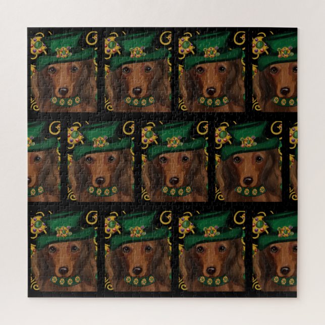 Puzzle Dachshund pelirrojo de pelo largo (Vertical)