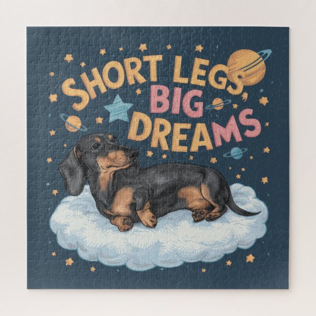Puzzle Dachshund Piernas cortas grandes sueños (Vertical)