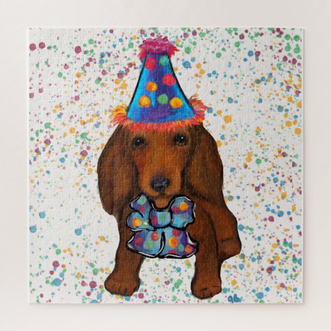 Puzzle Dachshund rojo de pelo largo      (Vertical)
