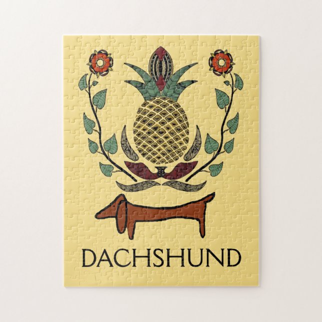 Puzzle Dachshund Welcome Pineapple, editar texto (Vertical)