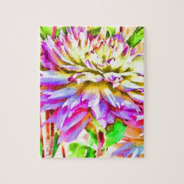 Puzzle Dahlia de acuarela digital (Vertical)
