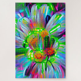 Puzzle Daisies abstractos neones con colores vivos
