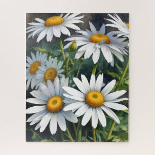 Puzzle Daisies Bunch of Flowers Elegant Watercolor
