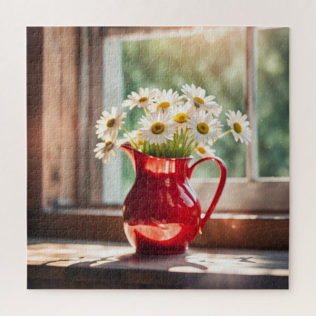 Puzzle Daisy Bouquet En Red Pitcher (Vertical)