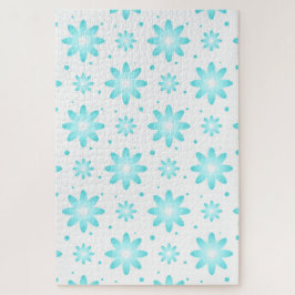 Puzzle Daisy delicado blanco y turquesa, patrón de puntos