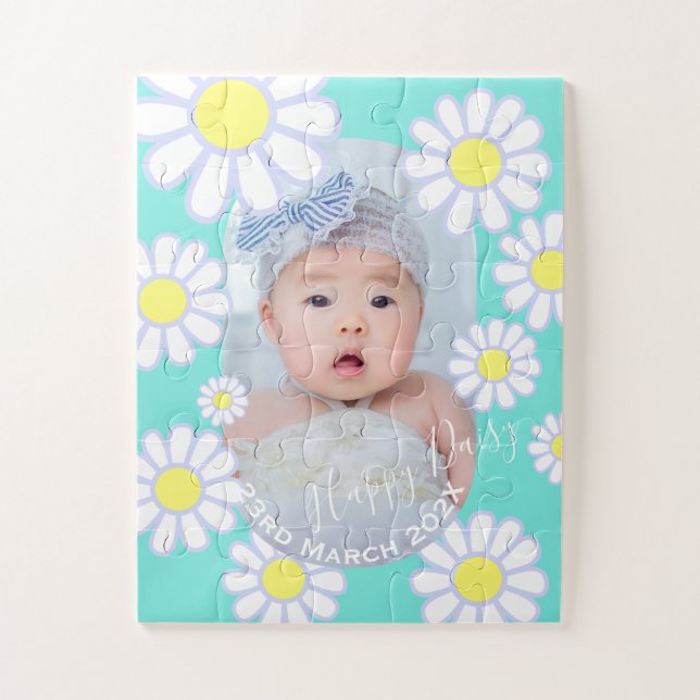 Puzzle Daisy Simple Aqua Photo Baby (Vertical)