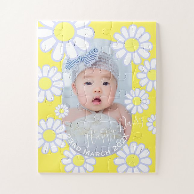 Puzzle Daisy Simple Yellow Photo Baby (Vertical)