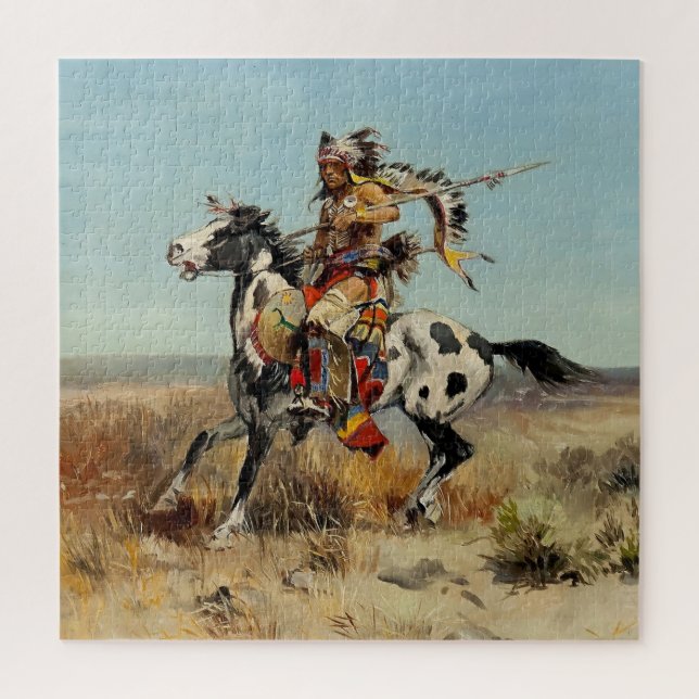 Puzzle "Dakota Chief" Arte Occidental por Charles M Russe (Vertical)
