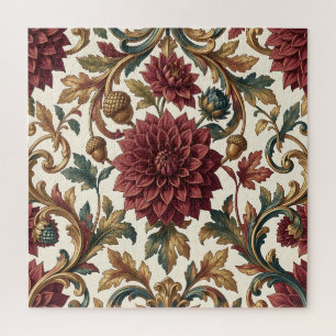 Puzzle Dalia Borgoña Acorn Dorado Floral Barroco