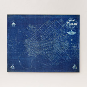 Puzzle Dallas Texas Official 1875 Detallado Blueprint Map