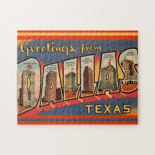 Puzzle Dallas Texas Vintage 11x14